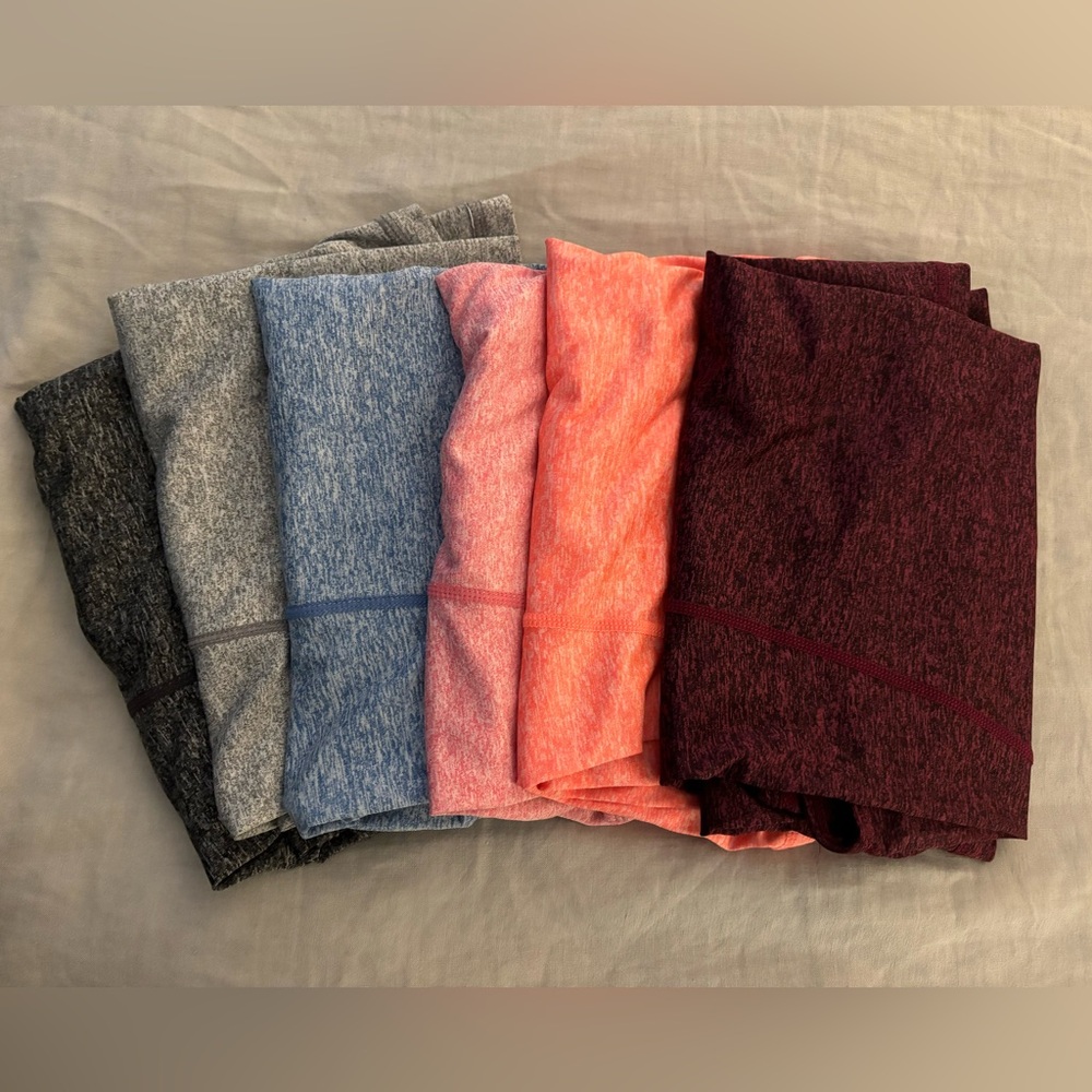 Set of 6 Heathered Racerback Athletic Tanks in Assorted Colors